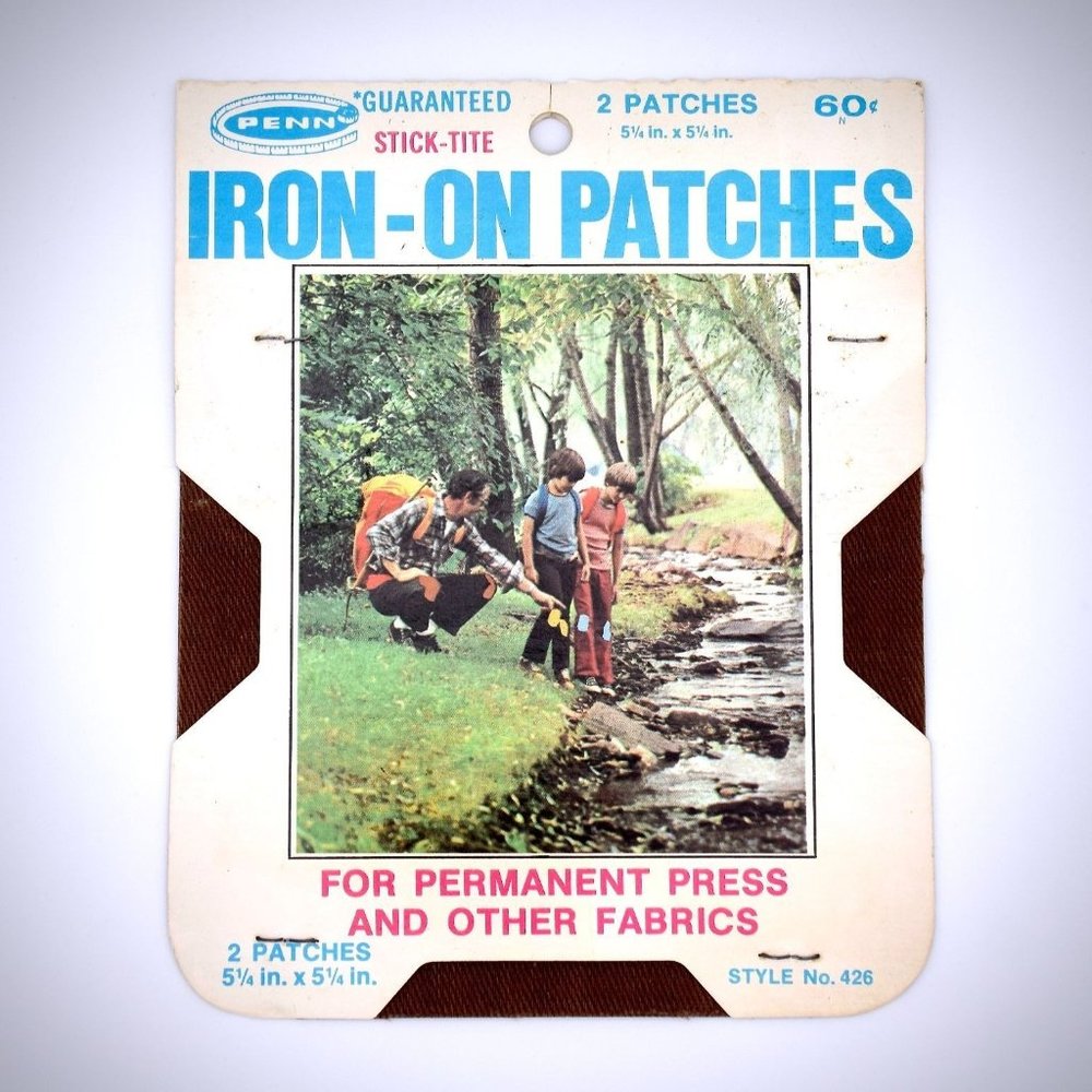 Penn Stick Tite Vintage Iron-On Patch 426 Solid Brown Permanent Press USA New